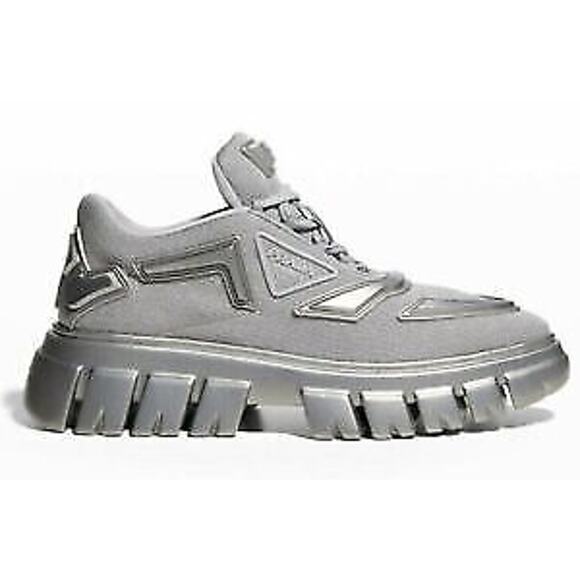 Prada Monolith Evolution Thunder Lug Sole Silver Platform Flat Low Sneaker 38.5 - Picture 1 of 12